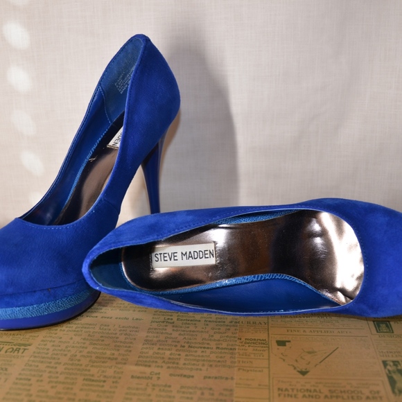 Steve Madden Adell Blue Suede Heels 8.5 M - Picture 3 of 8